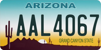 AZ license plate AAL4067