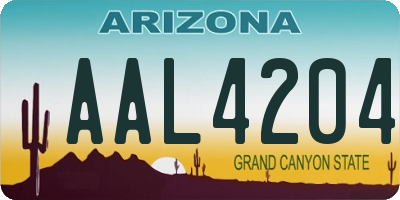 AZ license plate AAL4204