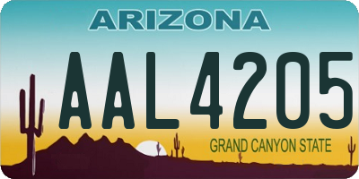 AZ license plate AAL4205