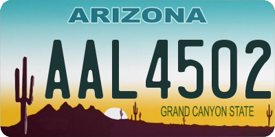 AZ license plate AAL4502