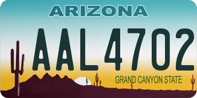 AZ license plate AAL4702