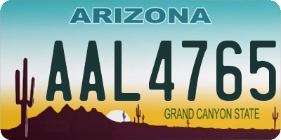 AZ license plate AAL4765