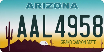 AZ license plate AAL4958