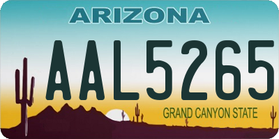 AZ license plate AAL5265