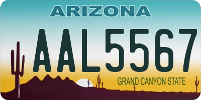 AZ license plate AAL5567