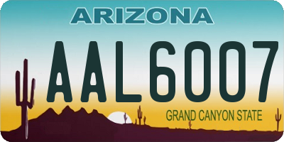 AZ license plate AAL6007