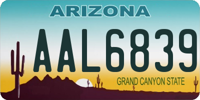 AZ license plate AAL6839