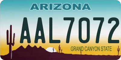 AZ license plate AAL7072