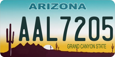 AZ license plate AAL7205