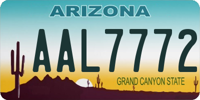 AZ license plate AAL7772