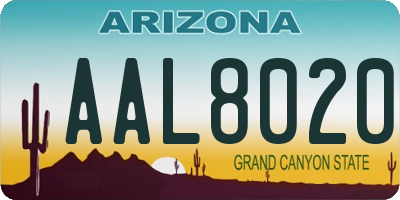 AZ license plate AAL8020