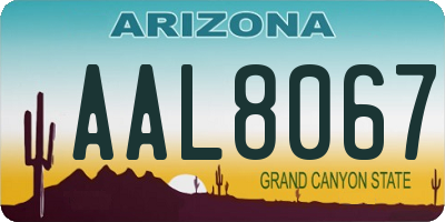 AZ license plate AAL8067