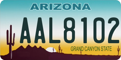 AZ license plate AAL8102