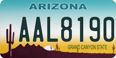 AZ license plate AAL8190