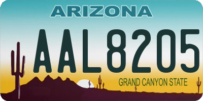 AZ license plate AAL8205