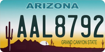 AZ license plate AAL8792