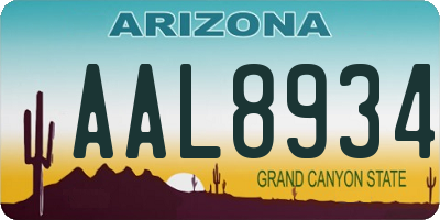 AZ license plate AAL8934