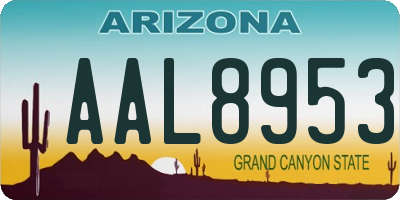 AZ license plate AAL8953
