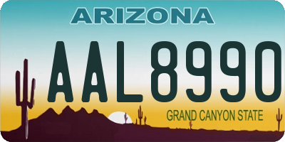 AZ license plate AAL8990