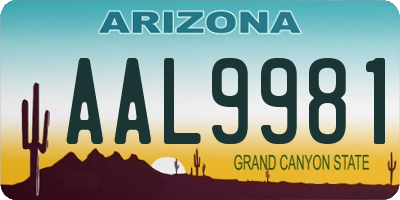 AZ license plate AAL9981