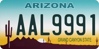 AZ license plate AAL9991