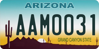 AZ license plate AAM0031