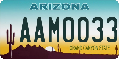 AZ license plate AAM0033