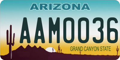 AZ license plate AAM0036