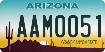 AZ license plate AAM0051