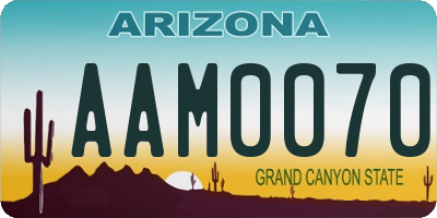 AZ license plate AAM0070