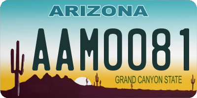 AZ license plate AAM0081