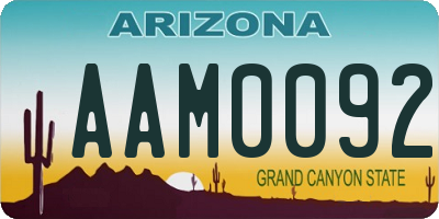 AZ license plate AAM0092