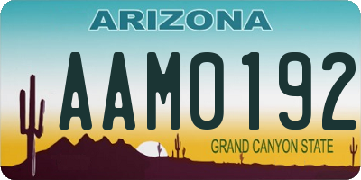 AZ license plate AAM0192