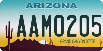 AZ license plate AAM0205