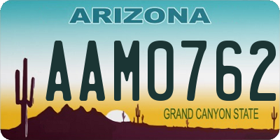 AZ license plate AAM0762