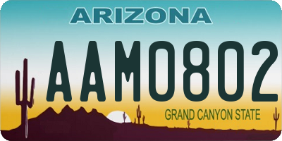 AZ license plate AAM0802