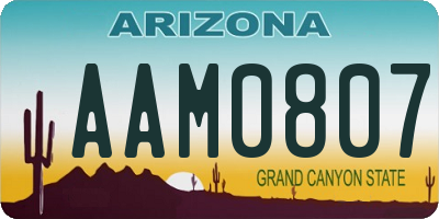 AZ license plate AAM0807