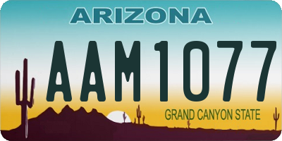 AZ license plate AAM1077