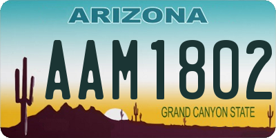 AZ license plate AAM1802