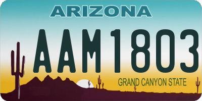 AZ license plate AAM1803