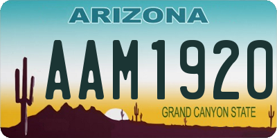 AZ license plate AAM1920