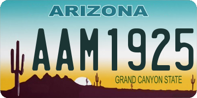 AZ license plate AAM1925