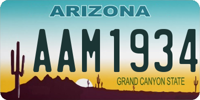 AZ license plate AAM1934