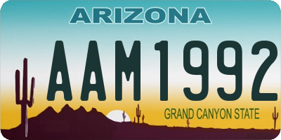 AZ license plate AAM1992