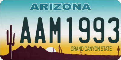 AZ license plate AAM1993