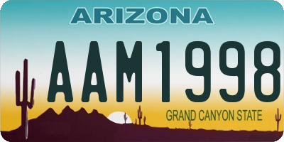 AZ license plate AAM1998
