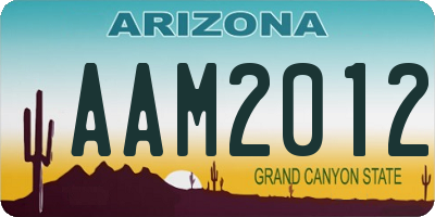 AZ license plate AAM2012