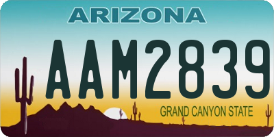 AZ license plate AAM2839