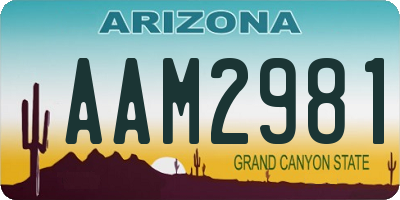 AZ license plate AAM2981