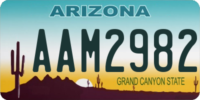 AZ license plate AAM2982